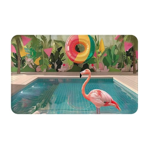 AUBKFELD Bedruckte Fußmatte mit Flamingo und Schwimmbad, 80 x 49 cm, Flanell, rutschfeste Bodenmatte, Fußmatten für Hauseingänge und haustierfreundliche Räume AUBKFELD Bedruckte Fußmatte mit Flamingo und Schwimmbad, 80 x 49 cm, Flanell, rutschfeste Bodenmatte, Fußmatten für Hauseingänge und haustierfreundliche Räume von AUBKFELD