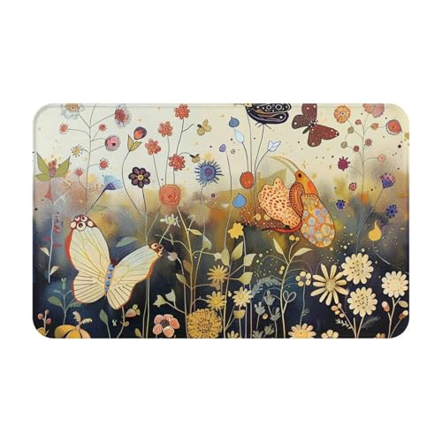 AUBKFELD Fußmatte mit Motiv Henne fliegende Schmetterlinge unter Blumen, 80 x 49 cm, Flanell, rutschfeste Bodenmatte, Fußmatten für Hauseingänge und haustierfreundliche Räume AUBKFELD Fußmatte mit Motiv Henne fliegende Schmetterlinge unter Blumen, 80 x 49 cm, Flanell, rutschfeste Bodenmatte, Fußmatten für Hauseingänge und haustierfreundliche Räume von AUBKFELD