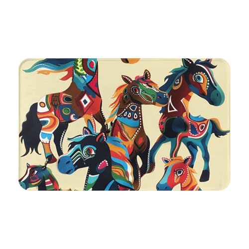 AUBKFELD Fußmatte mit buntem Cartoon-Pferd, 80 x 49 cm, Flanell, rutschfeste Bodenmatte, Fußmatten für Hauseingänge und haustierfreundliche Räume AUBKFELD Fußmatte mit buntem Cartoon-Pferd, 80 x 49 cm, Flanell, rutschfeste Bodenmatte, Fußmatten für Hauseingänge und haustierfreundliche Räume von AUBKFELD