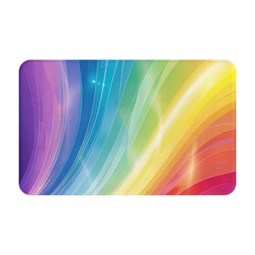 AUBKFELD Fußmatte mit bunten Streifen, Regenbogen-Druck, 80 x 49 cm, Flanell, rutschfeste Bodenmatte, Fußmatten für Hauseingänge und haustierfreundliche Räume AUBKFELD Fußmatte mit bunten Streifen, Regenbogen-Druck, 80 x 49 cm, Flanell, rutschfeste Bodenmatte, Fußmatten für Hauseingänge und haustierfreundliche Räume von AUBKFELD