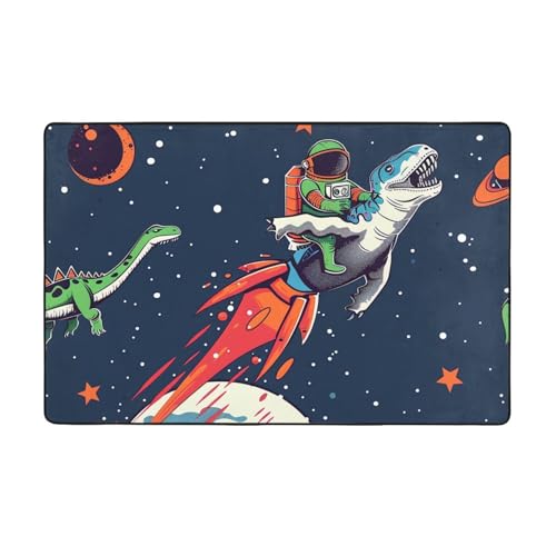 AUBKFELD Lustiger Astronauten-Teppich, niedlicher Dinosaurier-Rakete, bedruckt, waschbar, 100 x 150 cm, moderne Teppiche, Flanell, rutschfeste Bodenmatte für Küche, Schlafzimmer, Wohnzimmer, Flur AUBKFELD Lustiger Astronauten-Teppich, niedlicher Dinosaurier-Rakete, bedruckt, waschbar, 100 x 150 cm, moderne Teppiche, Flanell, rutschfeste Bodenmatte für Küche, Schlafzimmer, Wohnzimmer, Flur von AUBKFELD