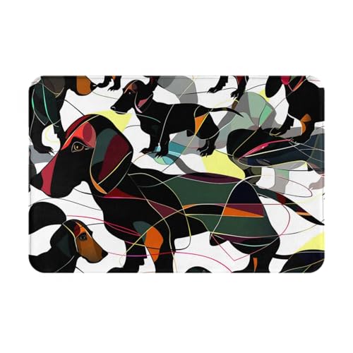 AUBKFELD Schwarze Hunde-Fußmatte, Motiv: Dackel, bedruckt, 60 x 40 cm, Flanell, rutschfeste Bodenmatte, Fußmatten für Hauseingänge und haustierfreundliche Räume AUBKFELD Schwarze Hunde-Fußmatte, Motiv: Dackel, bedruckt, 60 x 40 cm, Flanell, rutschfeste Bodenmatte, Fußmatten für Hauseingänge und haustierfreundliche Räume von AUBKFELD