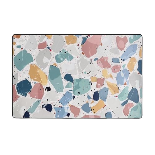 AUBKFELD Terrazzo Teppich mit Marmor-Motiv, waschbar, 100 x 150 cm, moderne Teppiche, Flanell, rutschfeste Bodenmatte für Küche, Schlafzimmer, Wohnzimmer, Flur, Heimdekoration AUBKFELD Terrazzo Teppich mit Marmor-Motiv, waschbar, 100 x 150 cm, moderne Teppiche, Flanell, rutschfeste Bodenmatte für Küche, Schlafzimmer, Wohnzimmer, Flur, Heimdekoration von AUBKFELD
