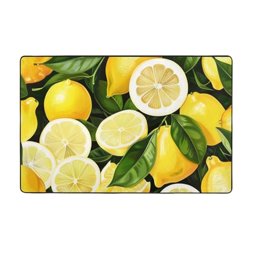 AUBKFELD Waschbarer Teppich, Motiv: frische tropische Zitronen, 100 x 150 cm, moderne Teppiche, Flanell, rutschfeste Bodenmatte für Küche, Schlafzimmer, Wohnzimmer, Flur, Heimdekoration AUBKFELD Waschbarer Teppich, Motiv: frische tropische Zitronen, 100 x 150 cm, moderne Teppiche, Flanell, rutschfeste Bodenmatte für Küche, Schlafzimmer, Wohnzimmer, Flur, Heimdekoration von AUBKFELD