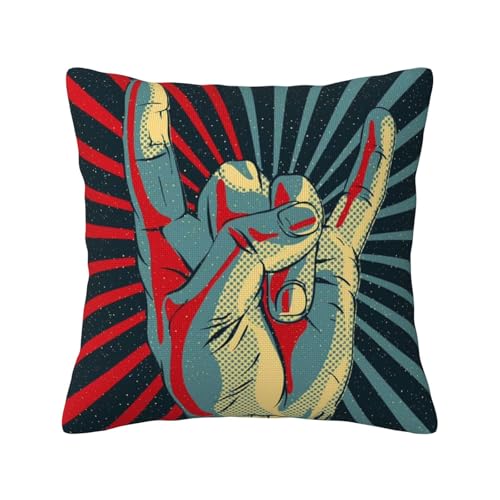 Rock and Roll Bedruckter Kissenbezug, quadratisch, 40 x 40 cm, weiches Leinen, dekorativ für Wohnzimmer, Sofa, Couch, Bett, Bank Rock and Roll Bedruckter Kissenbezug, quadratisch, 40 x 40 cm, weiches Leinen, dekorativ für Wohnzimmer, Sofa, Couch, Bett, Bank von AUBKFELD