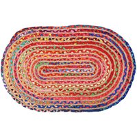 Ovaler bunter Teppich aus Jute und Baumwolle 90 x 60 cm von AUBRY GASPARD