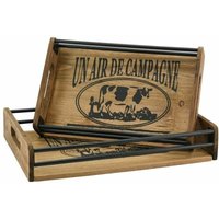 Aubry Gaspard - Tablett aus Holz und Metall Un air de campagne (Doppelpack) von AUBRY GASPARD