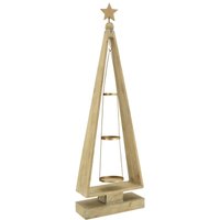 Aubry Gaspard - Weihnachtsbaumförmiger Kerzenhalter aus gealtertem Holz und Metall von AUBRY GASPARD