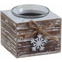 Kerzenhalter aus Holz mit Schneeflocke von AUBRY GASPARD