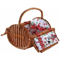 Aubry Gaspard - Runder Picknickkorb aus heller Weide für 2 Bestecke 'Cerise' von AUBRY GASPARD