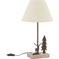 Stehlampe aus Metall und Holz Décor cerf et sapin von AUBRY GASPARD