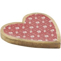 Tablett Herz aus Mangoholz und Kunstharz Dekor Edelweiss von AUBRY GASPARD