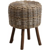 Tiefer Hocker aus grauem Poelet-Rattan und Holz von AUBRY GASPARD