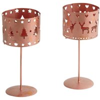 Weihnachtswindlicht auf einem kupferfarbenen Metallständer (2er-Set) von AUBRY GASPARD