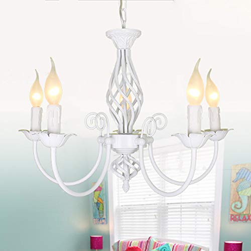 AUCF Pendellampe Retro Metall Industriestil Pendelleuchte Höhenverstellbar E14 Hängelampe Beleuchtung Esszimmer Kronleuchter Wohnzimmer Schlafzimmer Villa Dekoration Deckenlampe Weiß von AUCF