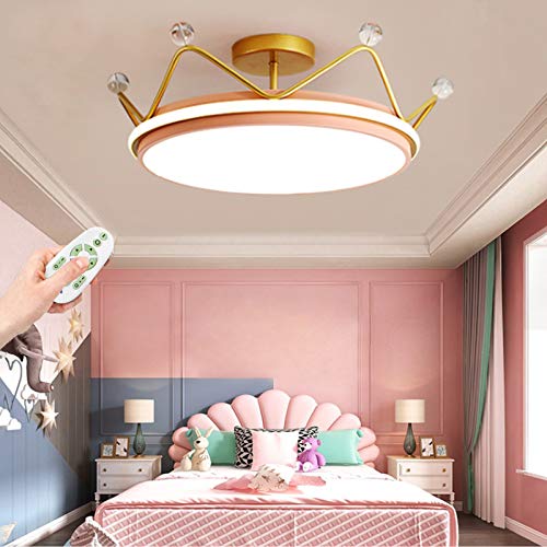 Kinder Deckenleuchte LED Moderne Schlafzimmer Deckenlampe Dimmbare Kronleuchter Kreatives Design Kristall Acryl Kronenform Pendellampe Prinzessin Zimmer Junge Mädchen Raumdekoration Pendelleuchte von AUCF