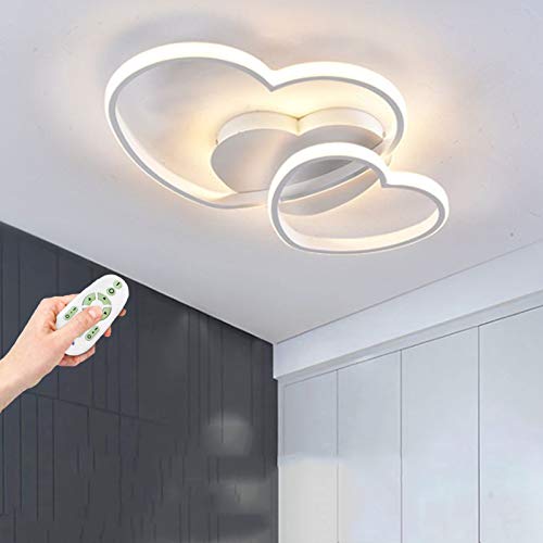 Kinderlampe LED Modern Deckenleuchte Junge Mädchen Schlafzimmer Deckenlampe 42W Dimmbar Mit Fernbedienung Liebe Herz Design Acryl Lampeschirm Deco Deckenbeleuchtung Esszimmer Wohnzimmer Licht,Weiß von AUCF