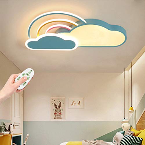 LED Deckenleuchte Kreativität Weiße Wolken Regenbogen Kinderzimmer Jungen Mädchen Deckenlampe Baby Schlafzimmer Deckenbeleuchtung Cartoon Acryl Lampshade Kinderzimmer Deckenlicht,Blue/50cm,Dimmable von AUCF