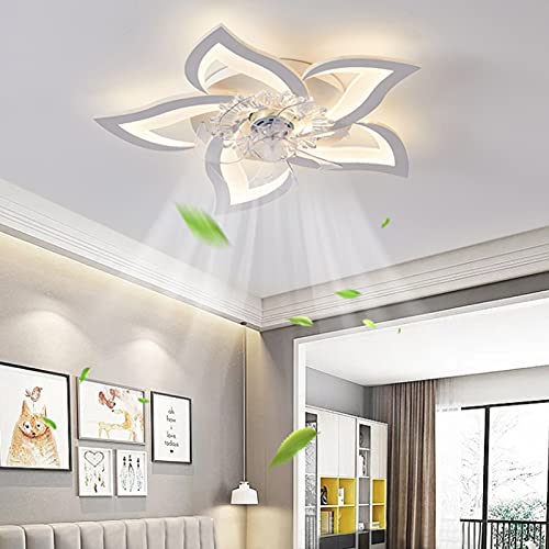 LED Deckenventilator Mit Fernbedienung 50W Dimmbar Deckenleuchte Ventilator Deckenlampe Beleuchtung Schlafzimmer Wohnzimmer Deckenlicht Modern Blütenblatt-Design Leise Fan Leuchte Kinderzimmer Lampe von AUCF