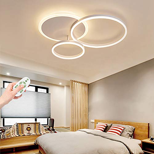 LED Dimmbare Deckenleuchte Moderne Wohnzimmer Lampe Ring Design Deckenlampe Mit Fernbedienung Metall Acryl Deckenleuchte Beleuchtung Schlafzimmer Küche Esszimmer Badezimmer Deckenspot,Weiß,3 Turns von AUCF