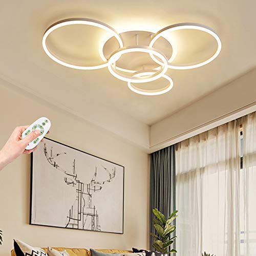 LED Dimmbare Deckenleuchte Moderne Wohnzimmer Lampe Ring Design Deckenlampe Mit Fernbedienung Metall Acryl Deckenleuchte Beleuchtung Schlafzimmer Küche Esszimmer Badezimmer Deckenspot,Weiß,5 Turns von AUCF