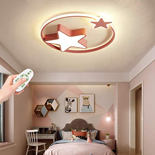 LED Kinder Deckenleuchte Stern Lampe Jungen Und Mädchen Schlafzimmer Deckenlampe Dimmbar Mit Fernbedienung Deckenlicht Beleuchtung Wohnzimmer Kinderzimmer Esszimmer Dekorative Deckenspot,Rosa,45cm von AUCF