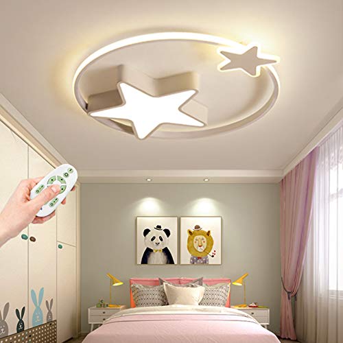 LED Kinder Deckenleuchte Stern Lampe Jungen Und Mädchen Schlafzimmer Deckenlampe Dimmbar Mit Fernbedienung Deckenlicht Beleuchtung Wohnzimmer Kinderzimmer Esszimmer Dekorative Deckenspot,Weiß,45cm von AUCF