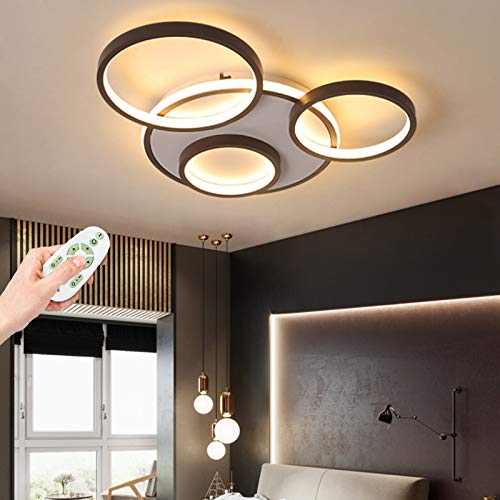 Modern LED Deckenleuchte 4 Kreis Design Wohnzimmerlampe Dimmbar Deckenlampe 3000K-6500K Fernbedienung Deckenbeleuchtung Metall Acryl Schlafzimmer Esszimmer Flur Küche Decke Deko Kronleuchter Wandlampe von AUCF