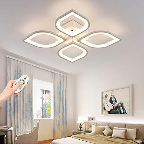 Moderne Dimmbare 30W LED-Deckenleuchte Kreative Blumenform Design wohnzimmerlampe Metall Acryl Blütenblätter Deckenlicht Schlafzimmer Deckenlampe Kinderzimmerlampe Mit Fernbedienung Kronleuchter Weiß von AUCF