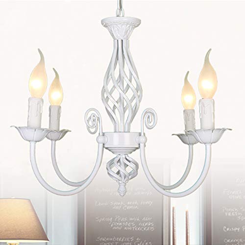 AUCF Pendellampe Retro Metall Industriestil Pendelleuchte Höhenverstellbar E14 Hängelampe Beleuchtung Esszimmer Kronleuchter Wohnzimmer Schlafzimmer Villa Dekoration Deckenlampe Weiß von AUCF