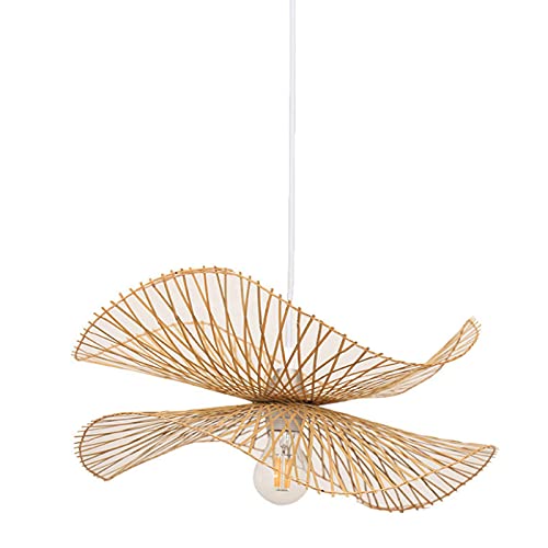 Pendellampe Retro Natürlichen Bambus Und Rattan Gewebt Kronleuchter E27 Höhenverstellbare Hut Hängelampe Schlafzimmer Wohnzimmer Lampe Esszimmer Teestube Dekorative Beleuchtung Pendelleuchte,65cm von AUCF