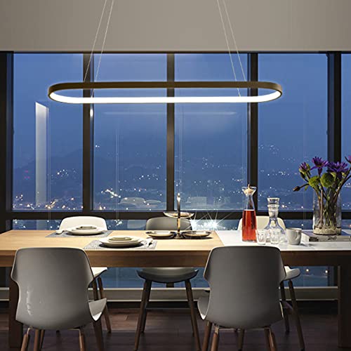 Pendelleuchte LED Kronleuchte Oval Esstisch Lampen Modern Pendellampe Dimmbar Mit Fernbedienung Hängelampe Wohnzimmer Leuchte Höhenverstellbar Hängeleuchte Für Flur Küche Schlafzimmer Deko Pendellampe von AUCF