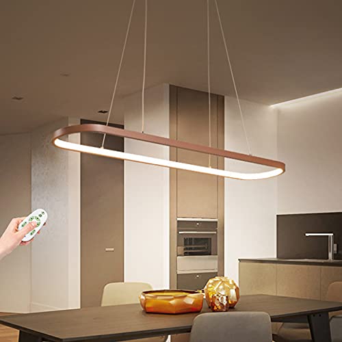 Pendelleuchte LED Kronleuchte Oval Esstisch Lampen Modern Pendellampe Dimmbar Mit Fernbedienung Hängelampe Wohnzimmer Leuchte Höhenverstellbar Hängeleuchte Für Flur Küche Schlafzimmer Deko Pendellampe von AUCF