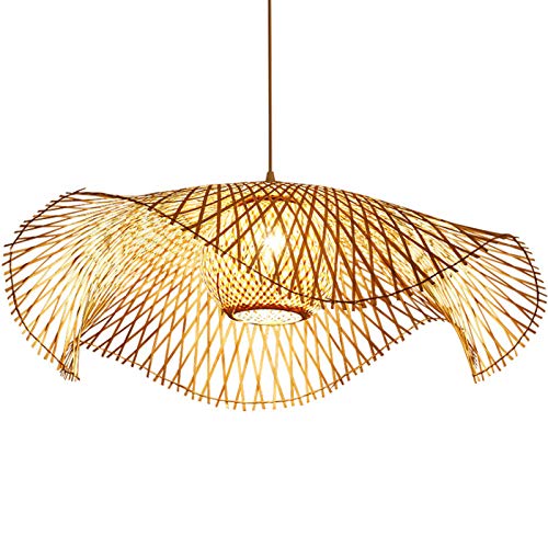 Retro Natürlichen Bambus Pendelleuchte Vintage Land Kronleuchter Handgewebte E27 Höhenverstellbare Hängelampe Esszimmer Villa Korridor Wohnzimmer Schlafzimmer Dekorative Beleuchtung Pendellampe Decke von AUCF