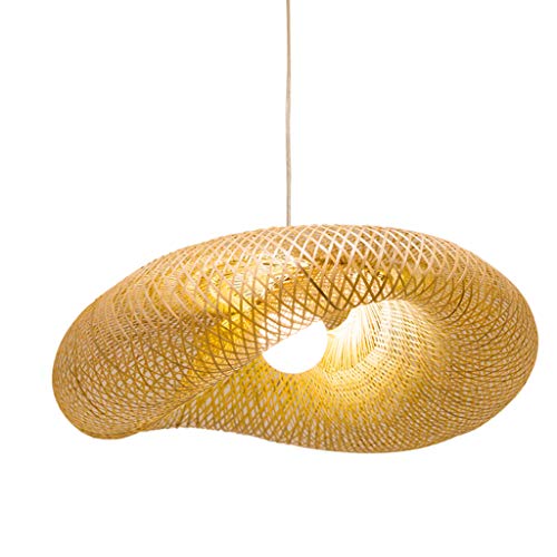 Retro Pendellampe Natürlichen Bambus Rattan Gewebt Kronleuchter Rattan Beleuchtung Holz Lampe Höhenverstellbar E27 Hängelampe Esszimmer Wohnzimmer Schlafzimmer Küche Dekoration Bambus Pendelleuchte von AUCF