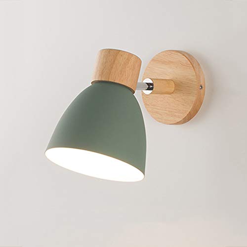 Wandlampe Holz Wandleuchte E27 Verstellbare Wandbeleuchtung Leselampe Innenwandleuchte Eisen Wand Strahler Schlafzimmer Wohnzimmer Flur Esszimmer Nacht Beleuchtung,Grün von AUCF