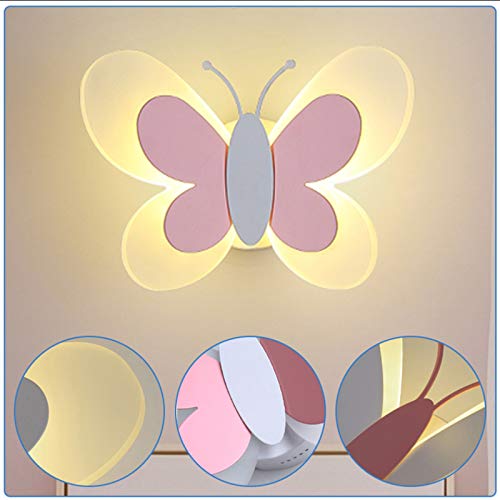 Wandleuchte Kinder Nachttischlampe modernes Schlafzimmer Kinderzimmer Wandlampe LEW 20W Schmetterling Design Acryl Wandbeleuchtung Innenbeleuchtung Dekoration Deckenleuchte Wohnzimmer Korridor Lampe von AUCF