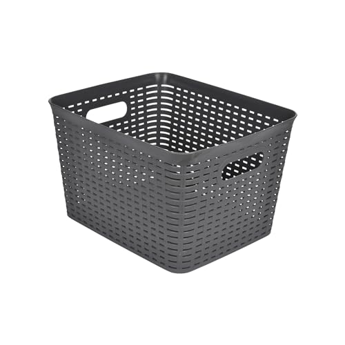 AUCUNE Geflochtener Korb, 13 l, 36 x 25 x 15 cm, Grau von AUCUNE