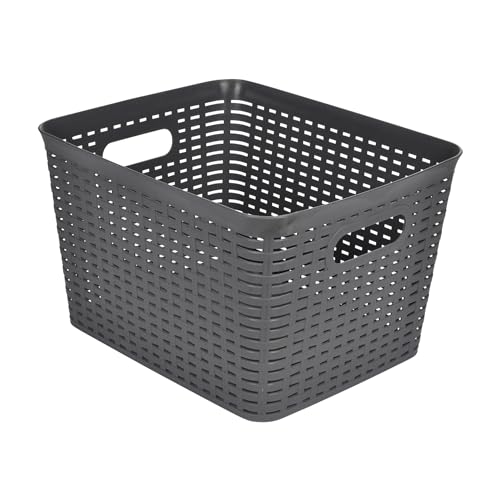 AUCUNE Geflochtener Korb, 23 l, 35 x 29,5 x 22 cm, Grau von AUCUNE