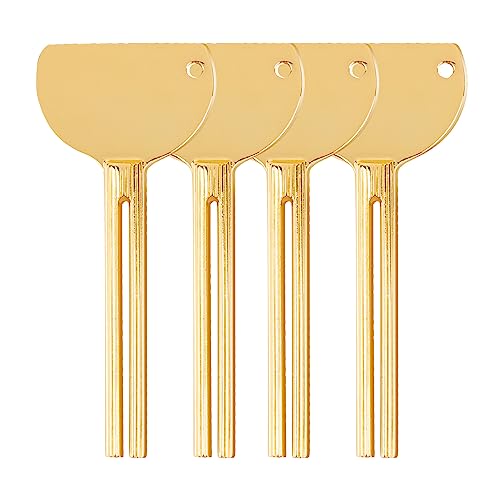 AUEAR, 4 Stück Gold Edelstahl Zahnpasta Squeezer Tube Squeezer Schlüssel Zahnpasta Tube Roller Presser Wringer für Home Hair Dye von AUEAR