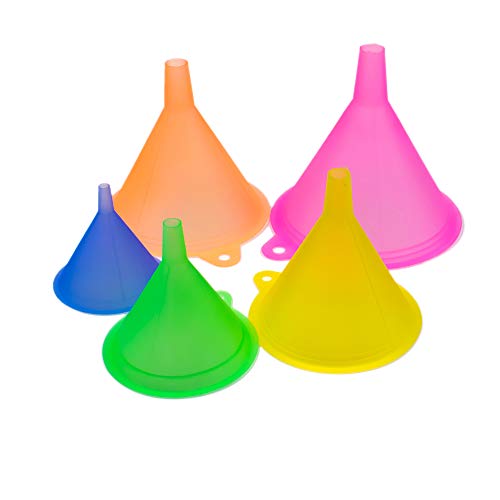 AUEAR, Candy Colors Kunststoff-Trichter-Set zum schnellen und sauberen Übertragen von flüssigen Gewürzen, Pulver, Kosmetik, Lotion, Lebensmittelqualität, 5 verschiedene Größen (5 Stück) von AUEAR