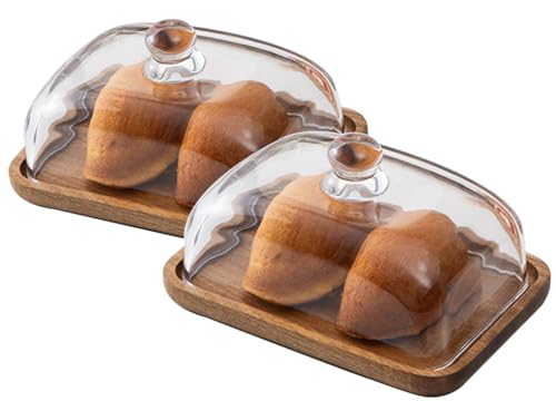 AUEEDS Rechteckiger Kuchenständer aus Holz mit Glaskuppel, großer Mini-Kuchenteller-Halter mit transparenter Glasglocke, Kuchen-Display-Serviertablett für Küche, Geburtstagsfeiern, Hochzeiten, AUEEDS Rechteckiger Kuchenständer aus Holz mit Glaskuppel, großer Mini-Kuchenteller-Halter mit transparenter Glasglocke, Kuchen-Display-Serviertablett für Küche, Geburtstagsfeiern, Hochzeiten, von AUEEDS