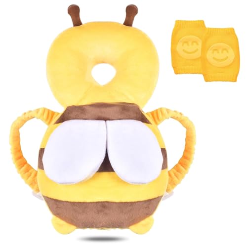 Baby Kopfschutz,Atmungsaktive Baby Head Schutzpolster,mit Knieschonern,Baby Kopfschutz Kissen und Baby Knieschützer,Verstellbares Ideal für Kinder, die krabbeln und laufen lernen, bienenförmig Baby Kopfschutz,Atmungsaktive Baby Head Schutzpolster,mit Knieschonern,Baby Kopfschutz Kissen und Baby Knieschützer,Verstellbares Ideal für Kinder, die krabbeln und laufen lernen, bienenförmig von AUEJACKY