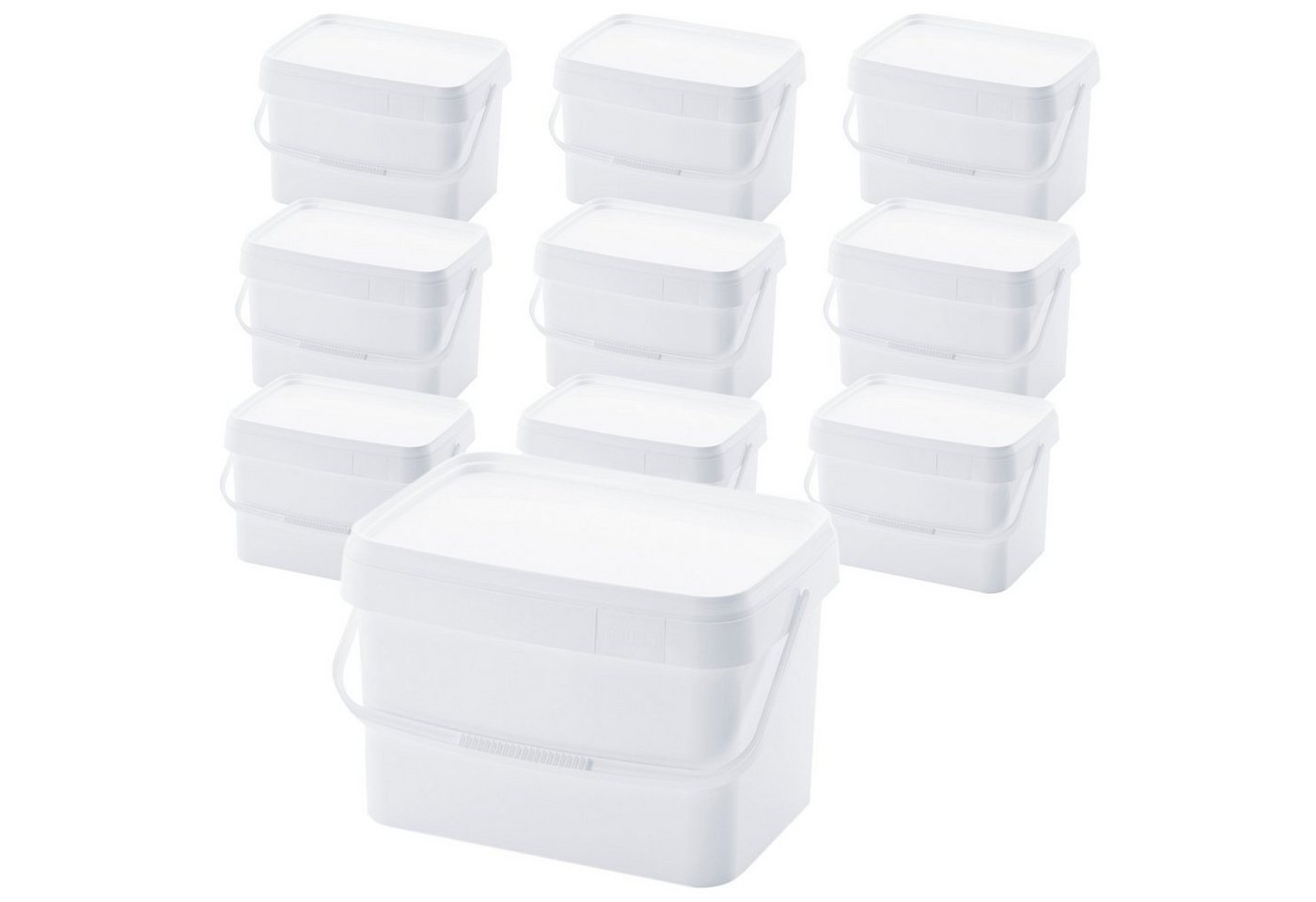 AUER Packaging GmbH Aufbewahrungsschüssel 10 x AUER 20 Liter Eimer mit Deckel 39 x 29 x 25 cm Weiß, (10-tlg., ineinander stapelbar), lebensmittelecht von AUER Packaging GmbH