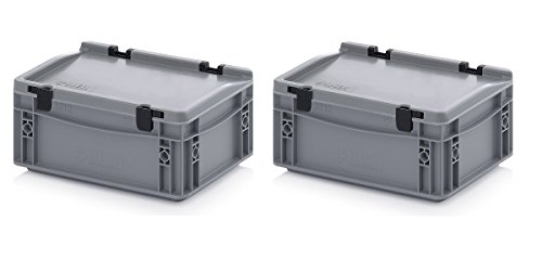 Auer Packaging 2x Eurobehälter 30 x 20 x 13,5 cm mit Scharnierdeckel inkl. gratis Zollstock 2er Set von Auer Packaging