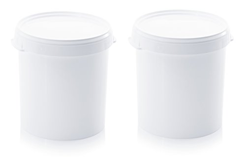 2X Eimer 30l mit Deckel * Hobbock ohne Bügel * lebensmittelecht * 30 Liter * weiß * Kunststoffeimer, 2er Set von Auer Packaging