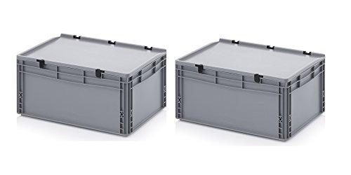 Auer Packaging 2x Eurobehälter 60 x 40 x 28,5 mit Scharnierdeckel inkl. gratis Zollstock 2er Set von Auer Packaging