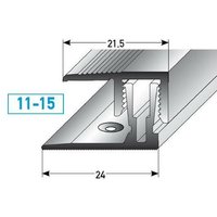 Auer - Klick-Abschlussprofil / Abschlussleiste Laminat 'Alberni' Höhe 11 - 15 mm, 21,5 mm breit, 2-teilig, Aluminium eloxiert-Edelstahloptik-900 von AUER