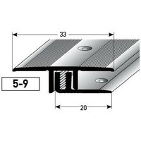 Bergangsprofil / Übergangsschiene Laminat 'Richmond', für Höhe 5 - 9 mm, 33 mm breit, 2-teilig, Aluminium eloxiert, gebohrt-Edelstahloptik-900 von AUER