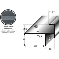 Laminat-Parkett-Treppenkante / Winkelprofil "Cardale", Einfasshöhe 13,3 mm, 33 mm breit, Aluminium eloxiert, gebohrt-bronze dunkel-1000 von AUER